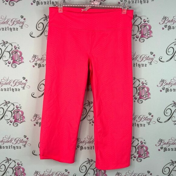 Under Armour Leggings tights cropped crop capris neon in Vivid Pink snake skin - Picture 1 of 9
